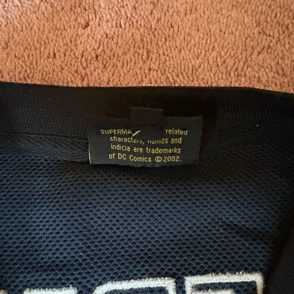 Vintage 2002 Warner Bros Superman Man of Steel Football Jersey Black Mens L - Picture 4 of 7